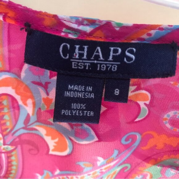 CHAPS Ralph Lauren Sheer Paisley Print Ruffle Flutter Sleeves Button Blouse 8 - Picture 5 of 16